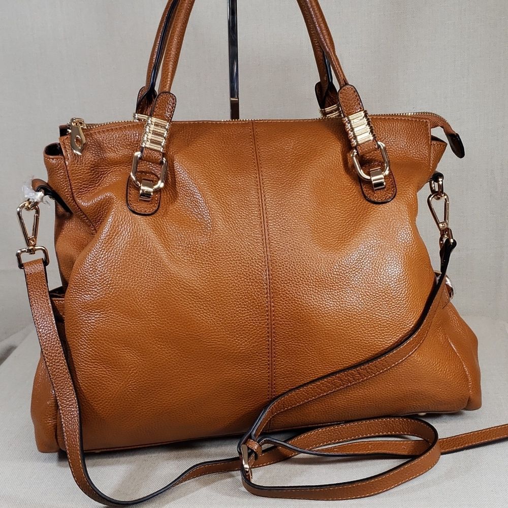 KATTEE PEBBLED LEATHER SHOULDER TOTE BAG FFPM-12-038